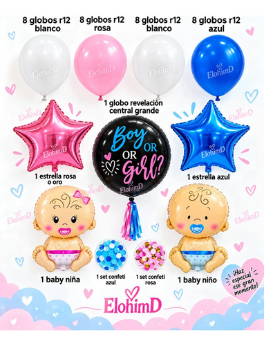 Kit Decoracion Revelacion De Sexo Niño O Niña Globo-bebes miniatura 2
