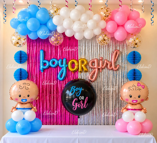 Kit Decoracion Revelación De Sexo Globos Fiesta Globos Bebes — imagen 1