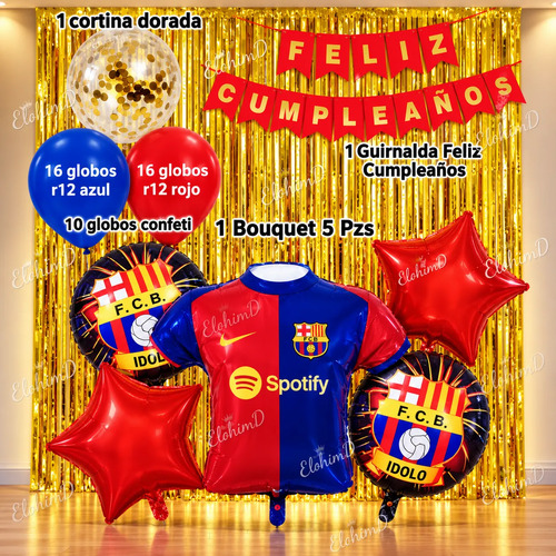 Kit Decoración Barcelona Futbol Globos Cumpleaños Barsa — vista alternativa