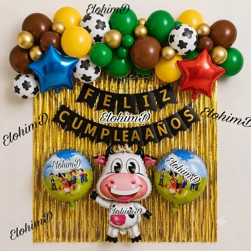 Kit Decoración Cumpleaños La Vaca Lola Globos Fiesta 65 Pzs — imagen 1