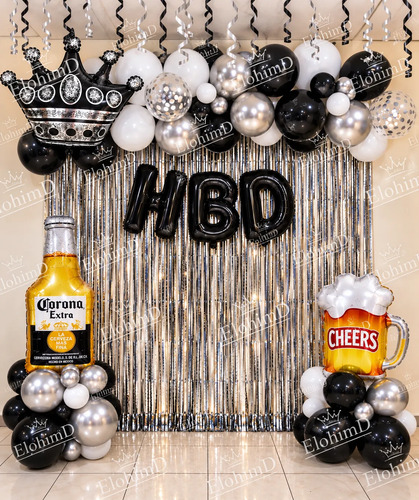Set Decoracion Cumpleaños Hombre Cerveza Corona Globo Fiesta — imagen 1