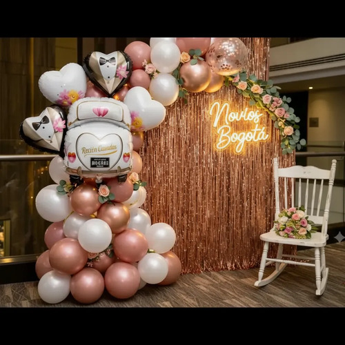 Kit Decoracion Boda Recien Casados Aniversario Globos Fiesta