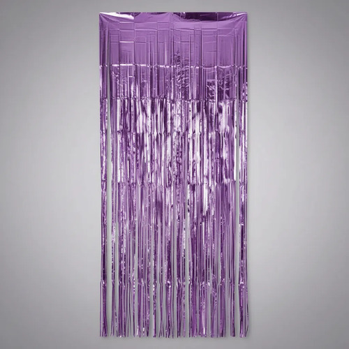 Cortina De Flecos Metalizada Lisa Fiesta Decoracion 1x2m Lila