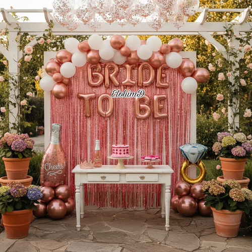 Kit Decoración Globos Despedida Soltera Bride To Be 54 Pzs Oro Rosa — imagen 1