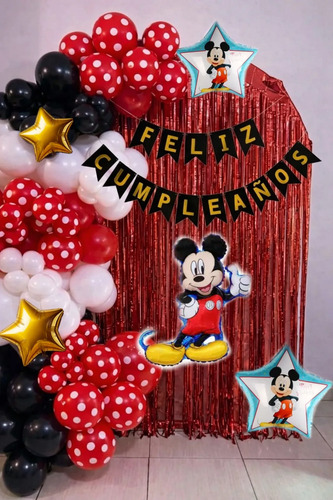 Kit Decoración Cumpleaños Mickey Mouse  Fiesta Arco Organico