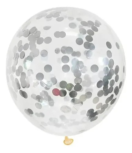 Decoracion Globos Sencilla Estrellas Y Corazón Confeti 14u Plateado miniatura 3