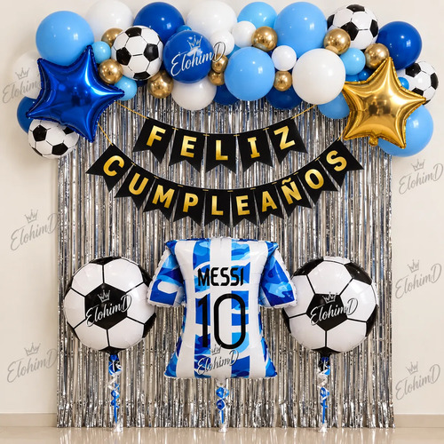 Kit Decoración Fiesta Futbol Lionel Messi Argentina 55 Pzs — imagen 1