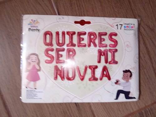 Kit Decoracion Romantica Globos Quieres Ser Mi Novia Amor Letrero Rojo miniatura 3