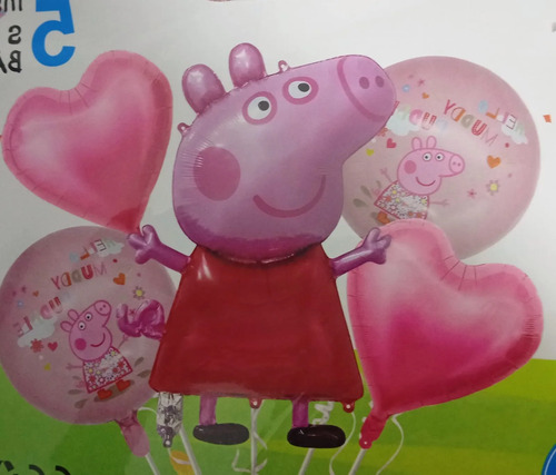 Kit Decoración Globos Peppa Pig Set Cumpleaños 26 Pzs miniatura 3