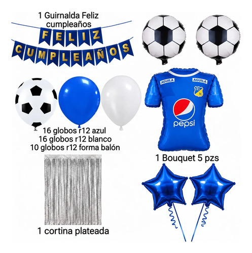 Kit Decoracion Equipo Millonarios Fc Globos Cumpleaños Fiest miniatura 2