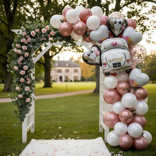 Kit Decoracion Boda Recien Casados Aniversario Globos Fiesta — vista alternativa
