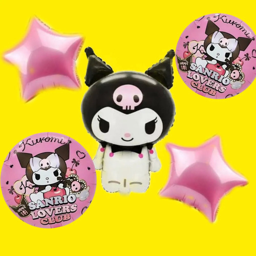 Kit Decoracion Kuromi Cumpleaños Globos Fiesta 68 Pzs miniatura 4