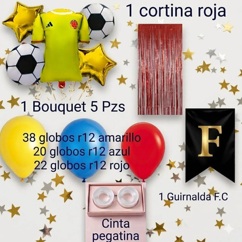 Kit Decoracion Futbol Seleccion Colombia Cumpleaños Globos miniatura 11