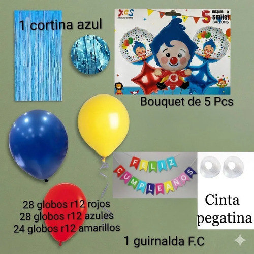 Kit Decoracion Payaso Plim Plim Cumpleaños Globo Fiesta miniatura 2