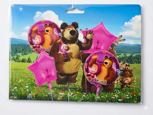 Kit Decoración Masha Y El Oso Cumpleaños Globos Fiesta miniatura 3