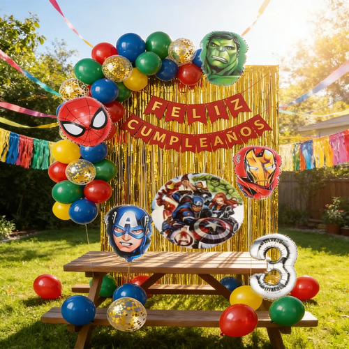 Kit Decoracion Super Heroes Avengers Cumpleaños Fiesta Globo — imagen 1