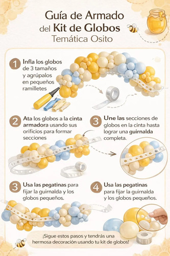 Kit Decoracion Cumpleaños Globos Fiesta Abejita Dulce Panal miniatura 11