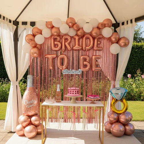 Kit Decoración Globos Despedida Soltera Bride To Be 54 Pzs Oro Rosa miniatura 11