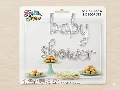 Globo Baby Shower Cursivo Letrero Fiesta Decoracion Plateado miniatura 3