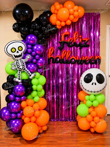Kit Decoracion Feliz Halloween Globos Fiesta 114 Pzs — imagen 1
