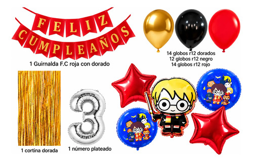 Kit Decoración Cumpleaños Harry Potter Globos Fiesta miniatura 2