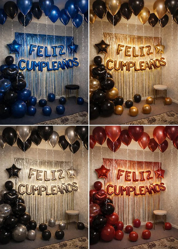 Kit Decoración Cumpleaños Rojo Y Negro Luz Led Cortina — vista alternativa
