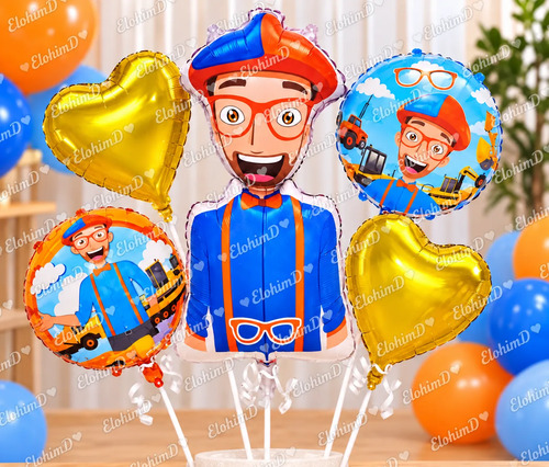 Kit Decoracion Blippi Cumpleaños Globos Fiesta + Mantel miniatura 3