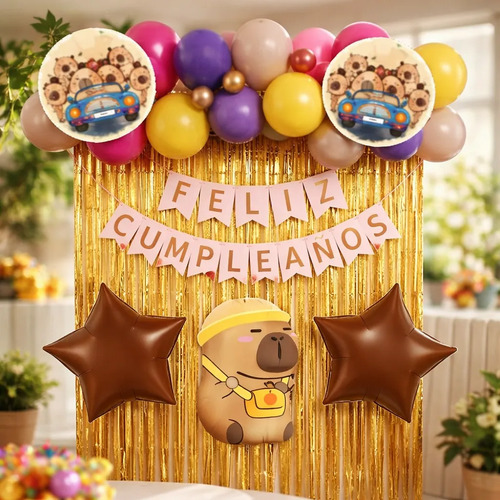 Kit Decoración Globos Cumpleaños Capibara Cute — imagen 1