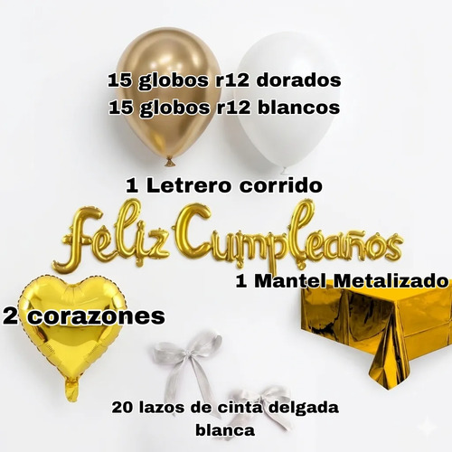 Kit Decoracion Feliz Cumpleaños Mujer Rosa Globos Fiesta Dorado — vista alternativa