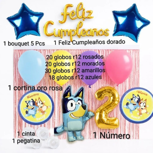 Kit Decoracion Cumpleaños Bluey Globos Fiesta miniatura 2
