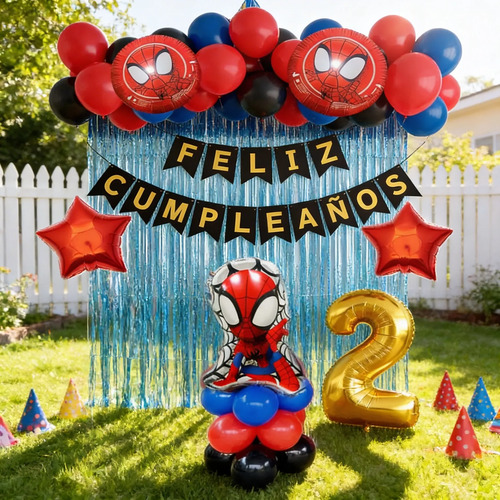 Kit Decoracion Spiderman Hombre Araña  Cumpleaños Globos miniatura 11