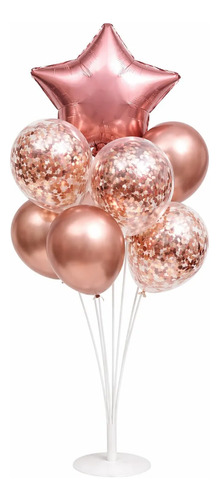 Base Globos Soporte Acrilico 7 Puesto Con Set De 7 Globos 0r0 Rosa