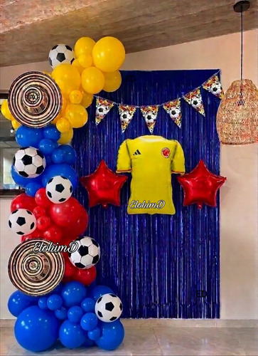 Kit Decoracion Colombia Futbol Tricolor Mundial Globo Fiesta