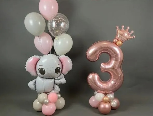 Kit Decoración Globos Animalitos Tiernos - Cumple (mes-años) Elefante