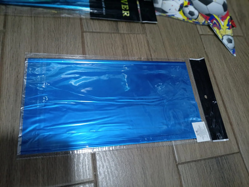 Mantel Fiesta Metalizado Rectangular 1.37m X 1.83m Estrellas Azul Liso
