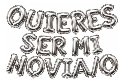 Kit Globos Quieres Ser Mi Novia Decoracion Fiesta Plateado miniatura 3