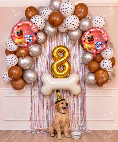 Kit Decoracion Huellitas De Amor Cumpleaños Perruno Fiesta Marron — imagen 1