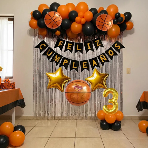 Kit Decoración Cumpleaños Baloncesto - Basket 58 Pzs