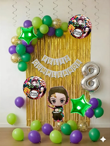 Kit Decoración Demon Slayer Tanjiro Globos Con Número 44 Pcs miniatura 3