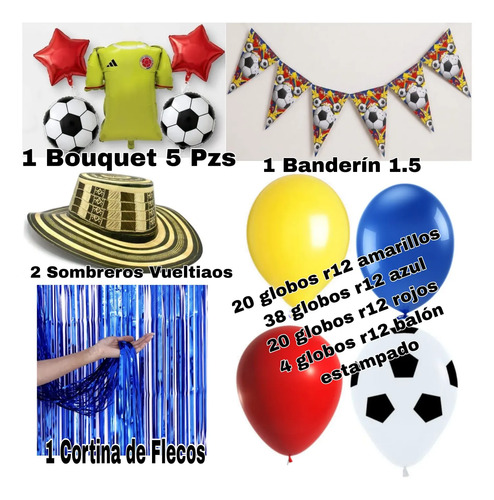 Kit Decoracion Colombia Futbol Tricolor Mundial Globo Fiesta — vista alternativa