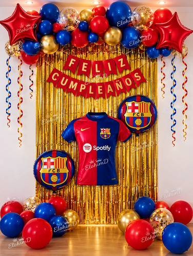 Kit Decoración Barcelona Futbol Globos Cumpleaños Barsa