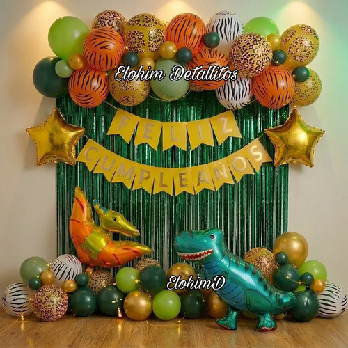 Kit Decoración Dinosaurios Globos Cumpleaños - Set 54 Pzs — imagen 1