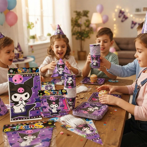 Kit De Fiesta Kuromi Para Cumpleaños Temática Infantil miniatura 4