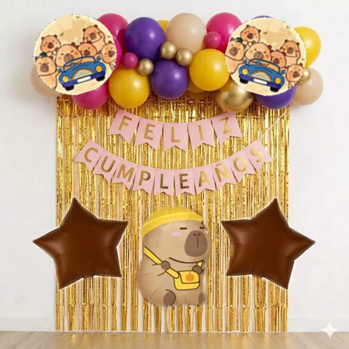 Kit Decoración Globos Cumpleaños Capibara Cute miniatura 3
