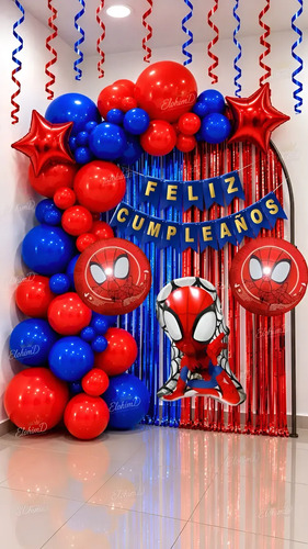 Kit Decoración Spiderman Cumpleaños Globos Fiesta — imagen 1
