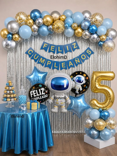Kit Decoración Astronauta Espacio Exterior Cumpleaños Globos — imagen 1