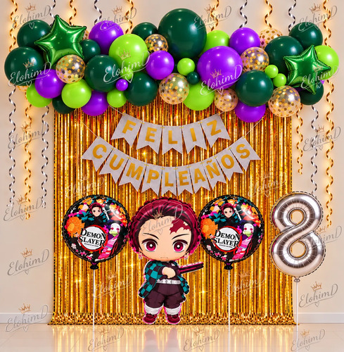Decoración Globos Fiesta Tanjiro Demon Slayer Cumpleaños