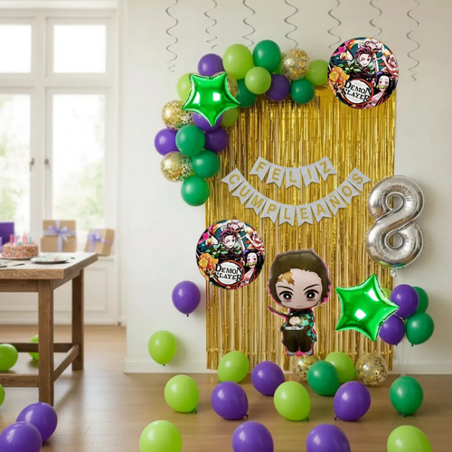 Kit Decoración Demon Slayer Tanjiro Globos Con Número 44 Pcs — imagen 1