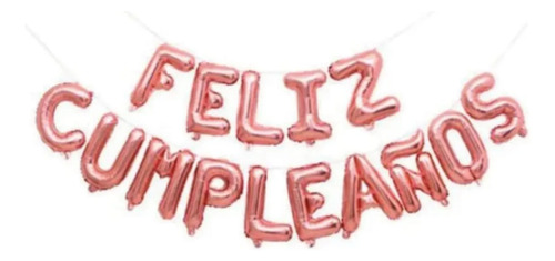 Kit Decoracion Feliz Cumpleaños Globos Fiesta Mantel Estrell Oro Rosa miniatura 3