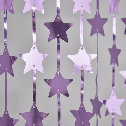 Cortina Metalizada Estrellas Cumpleaños Fiesta Decoracion Lila — vista alternativa